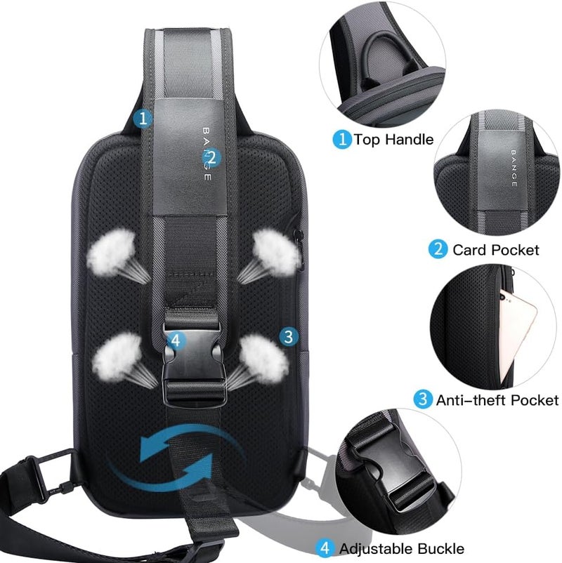 BANGE Men's Crossbody Backpack - Waterproof Shoulder Bag for Travel, Hiking & Daily Commute - Image 4